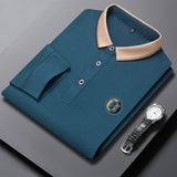 Polo à col rabattu à manches longues avec logo brodé pour homme - Livraison offerte