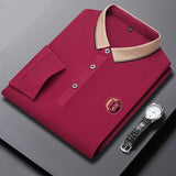 Polo à col rabattu à manches longues avec logo brodé pour homme - Livraison offerte