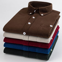 Chemise à manche longue en velours côtelé avec poche pour homme - Livraison Offerte