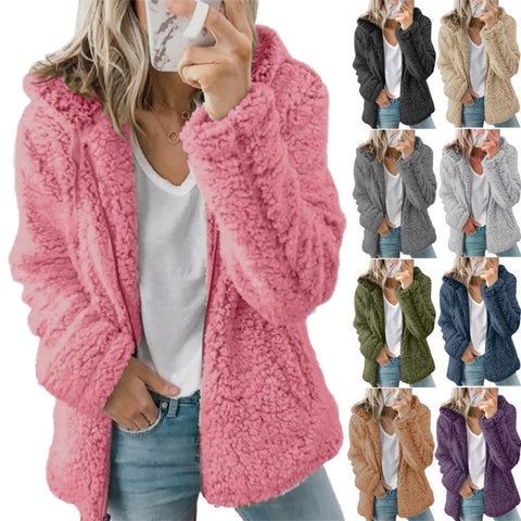 Manteau élégant épais polaire pour femme avec fermeture éclair - Livraison Offerte