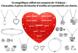 Coffret box je t'aime avec 14 bijoux ornés de cristaux autrichien haute qualité - Livraison offerte