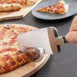 Découpeur design de pizza 4 en 1 - roulette, coupe dents de scie pour les bords, spatule pour les parts et une pince - livraison offerte