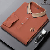 Polo à col rabattu à manches longues avec logo brodé pour homme - Livraison offerte